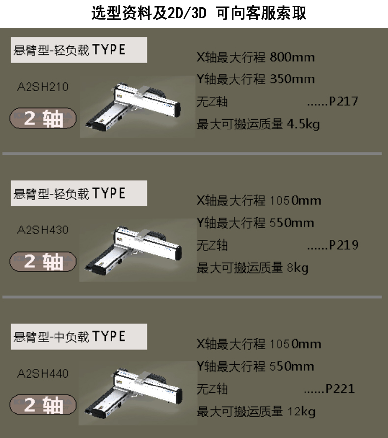 A2型兩軸懸臂式直線滑臺	