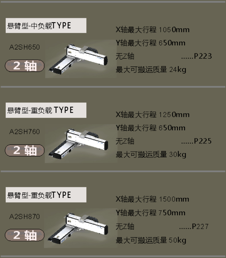 A2型兩軸懸臂式直線滑臺	